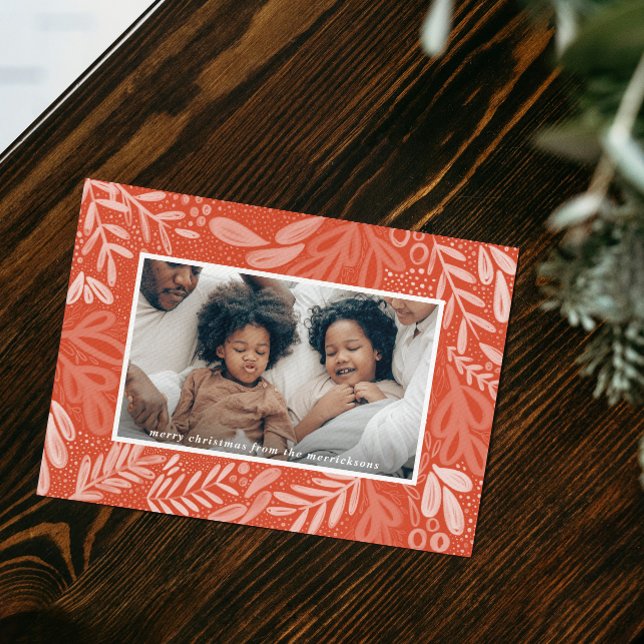 Cartes Pour Fêtes Annuelles Rubrique rouge | Photo botanique festive (Red Bramble | Festive Botanical Photo Holiday Card)