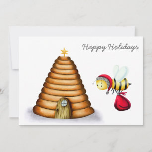 Cartes Pour Fêtes Annuelles Rucher mignon Joyeuses Fêtes Père Noël Abeille Ruc