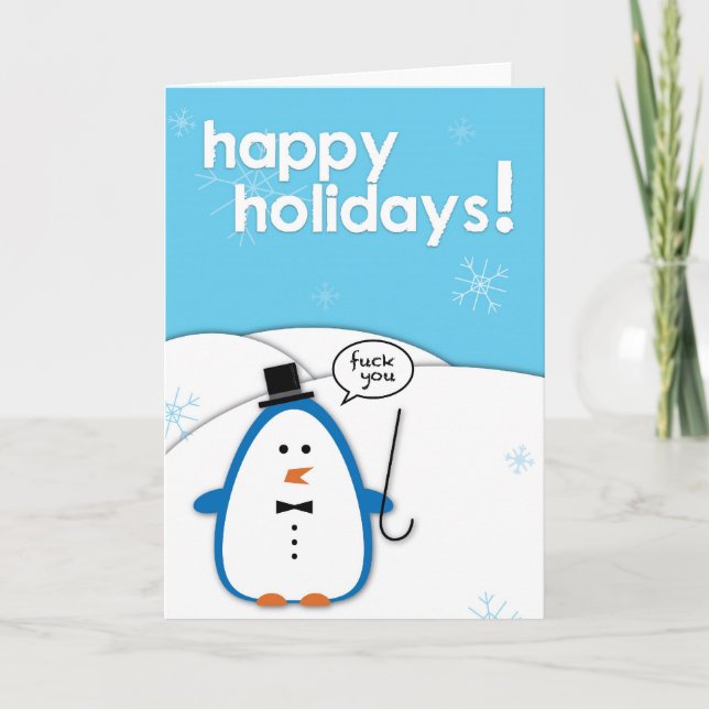 Cartes Pour Fêtes Annuelles Rude Pingouin : F*ck You (Devant)