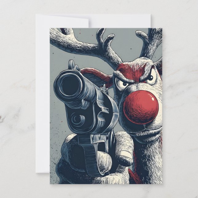 Cartes Pour Fêtes Annuelles Rudolph has a Gun Christmas Cards (Devant)