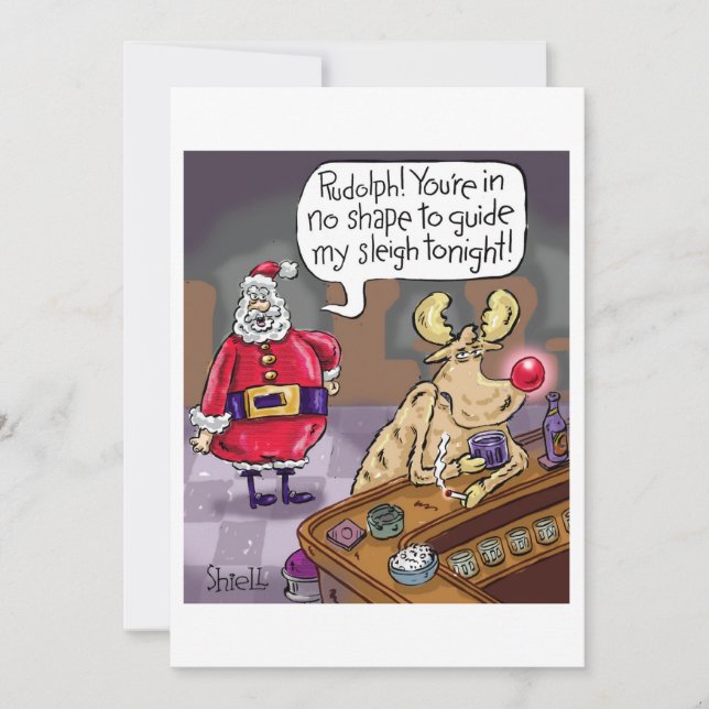 Cartes Pour Fêtes Annuelles Rudolph ivre le renne à nez rouge (Devant)