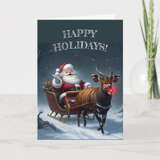 Cartes Pour Fêtes Annuelles Rudolph le Bongo au nez rouge ! (Devant)