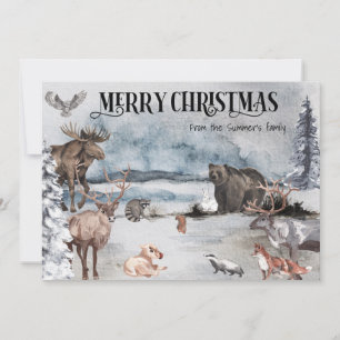 Cartes Pour Fêtes Annuelles Rudolph Renne Animal de la Forêt de Noël Vacances