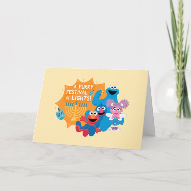 Cartes Pour Fêtes Annuelles Rue Sésame | Un festival de lumières poilu ! (Devant)