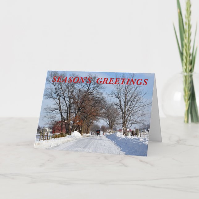 Cartes Pour Fêtes Annuelles Ruelle amish d'hiver de pays (Devant)