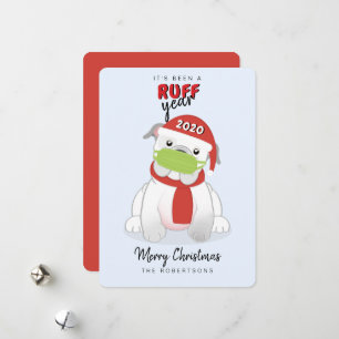 Cartes Pour Fêtes Annuelles RUFF Année English Bulldog dans le masque facial