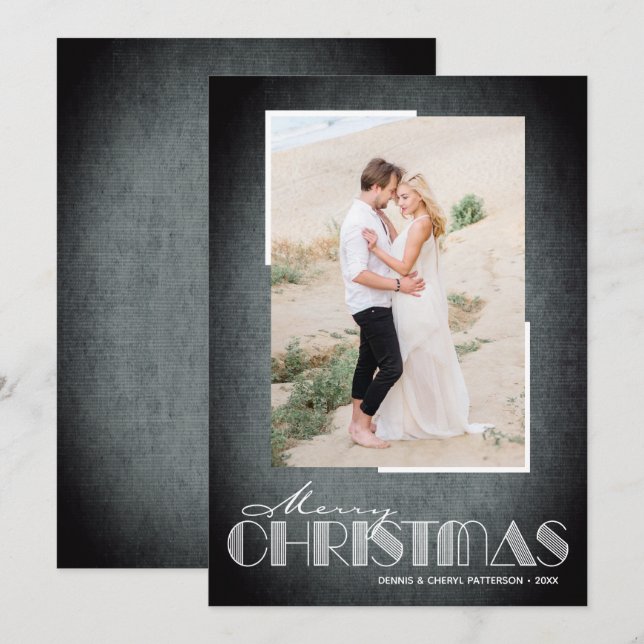 Cartes Pour Fêtes Annuelles Russe Black Joyeux Noël Photo (Devant / Derrière)