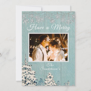 Cartes Pour Fêtes Annuelles Russe Bleu Blanc hiver Neige Photo Famille