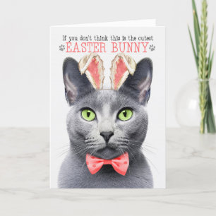 Cartes Pour Fêtes Annuelles Russe Bleu Chat Cutest Bunny Bunny Kitty Puns