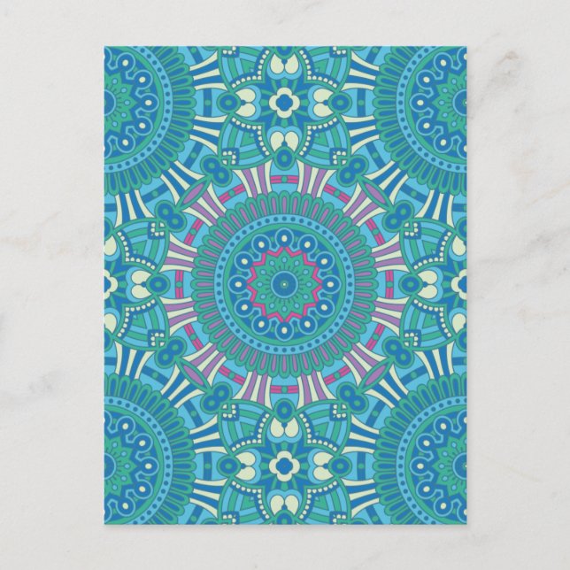 Cartes Pour Fêtes Annuelles Russe Bohème géométrique Mandala bleu pourpre (Devant)