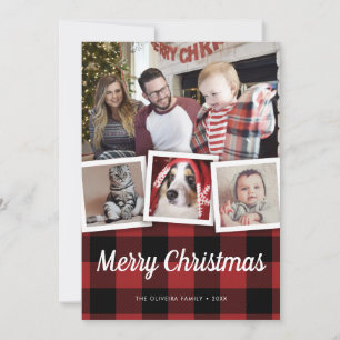 Cartes Pour Fêtes Annuelles Russe Christmas Red Buffalo Plaid Check 4 Photo