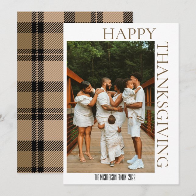 Cartes Pour Fêtes Annuelles Russe Moderne Automne Brown Tartan Photo Plaid (Devant / Derrière)