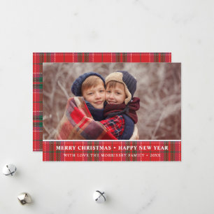 Cartes Pour Fêtes Annuelles Russe Noël Plaid Red Green Photo