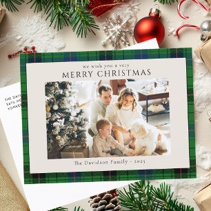 Cartes Pour Fêtes Annuelles Russe Plaid Famille Photo personnalisée Tartan Noë