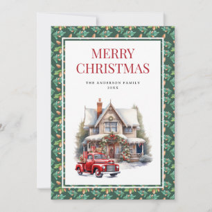 Cartes Pour Fêtes Annuelles Russe Vintage Camion Rouge Joyeux Noël