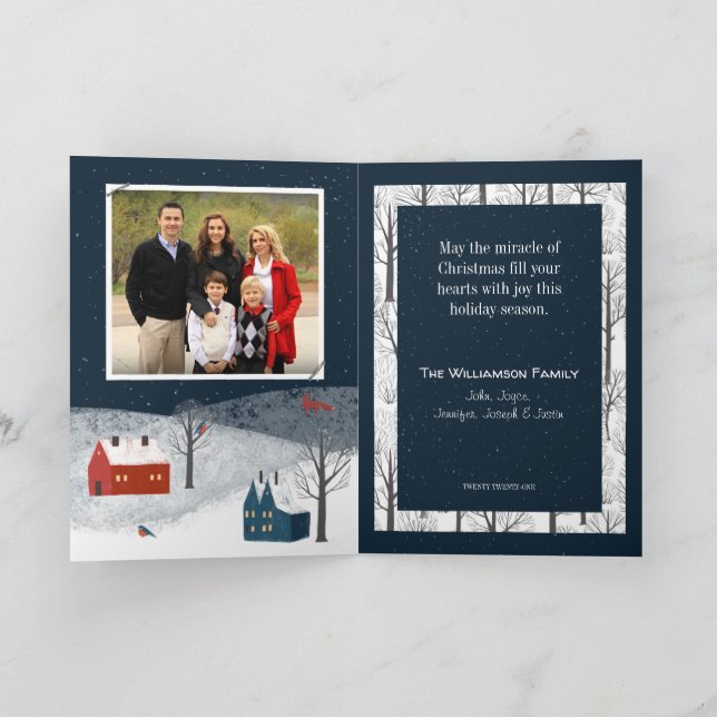 Cartes Pour Fêtes Annuelles Russe Winter Wonderland Photo de famille (Intérieur)