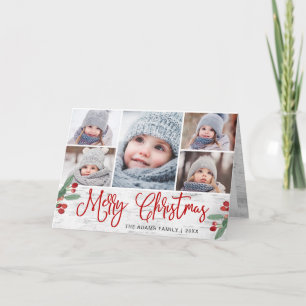 Cartes Pour Fêtes Annuelles Rustic Birch Christmas 5 PHOTOS Salutation