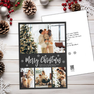 Cartes Pour Fêtes Annuelles Rustic Chalkboard 4 Photo Collage Noël