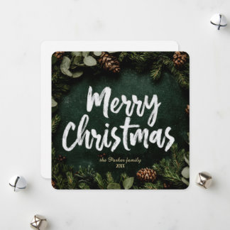 Cartes Pour Fêtes Annuelles Rustic Chalkboard Merry Christmas Photo Card