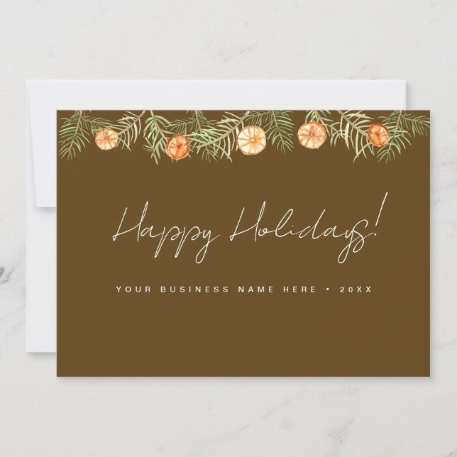 Cartes Pour Fêtes Annuelles Rustic Citrus Orange Slices Pine garland Business  (Devant)