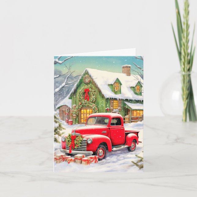 Cartes Pour Fêtes Annuelles Rustic Country Winter Homestead Merry Christmas (Devant)