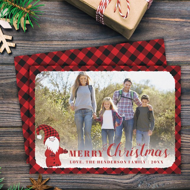Cartes Pour Fêtes Annuelles Rustic Cute Famille Photo Joyeux Noël (Créateur téléchargé)