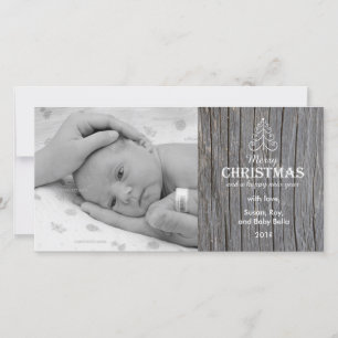 Cartes Pour Fêtes Annuelles Rustic Gray Wood Christmas Tree photo card
