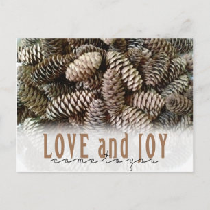 Cartes Pour Fêtes Annuelles Rustic Holiday Love and Joy Pine Cone