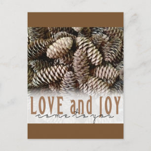 Cartes Pour Fêtes Annuelles Rustic Holiday Love and Joy Pine Cone