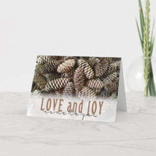 Cartes Pour Fêtes Annuelles Rustic Holiday Love and Joy Pine Cone