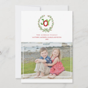 Cartes Pour Fêtes Annuelles Rustic Joy Wreath   Salutation photo de vacances 2