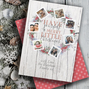 Cartes Pour Fêtes Annuelles Rustic Joyeux Noël Photo & Wreath Botanique