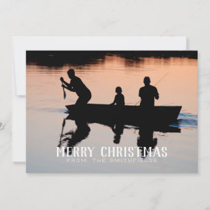 Cartes Pour Fêtes Annuelles Rustic Lake Canoe Noël de famille