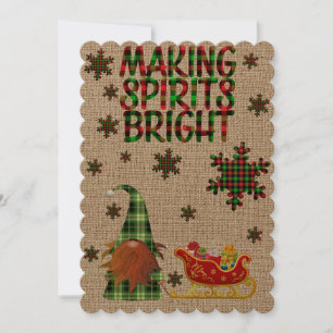 Cartes Pour Fêtes Annuelles Rustic Making Spirits Bright Christmas Gnome
