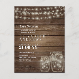 Cartes Pour Fêtes Annuelles Rustic Mason Jars Lights Budget Baby shower Invita