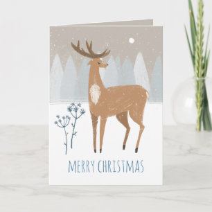 Cartes Pour Fêtes Annuelles Rustic Nordic Stag & Doe Reindeer Snowden Forest