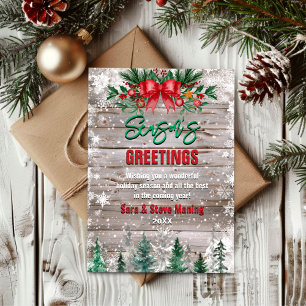 Cartes Pour Fêtes Annuelles Rustic Pays arc rouge cravate Noël de Noël