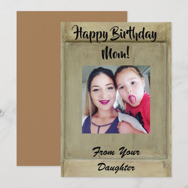 Cartes Pour Fêtes Annuelles Rustic Photo Maman Anniversaire (Devant / Derrière)