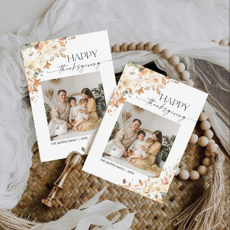Cartes Pour Fêtes Annuelles Rustic Pumpkins Thanksgiving Flat Holiday Card