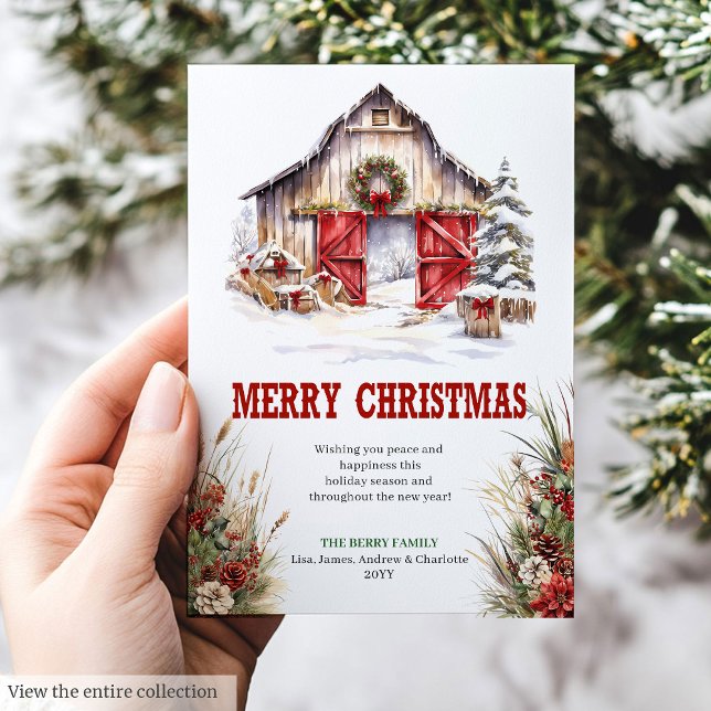 Cartes Pour Fêtes Annuelles Rustic ranch Christmas greeting card editable (Rustic ranch Christmas greeting card editable

)