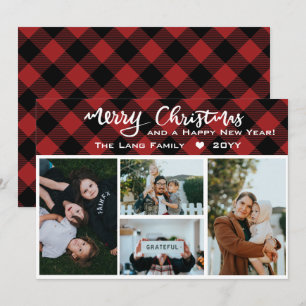 Cartes Pour Fêtes Annuelles Rustic Red Black Buffalo Check Christmas Collage
