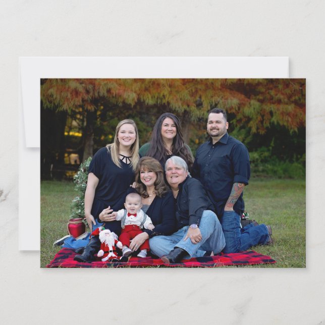 Cartes Pour Fêtes Annuelles Rustic Red Buffalo Plaid Joy 4 Photo (Devant)