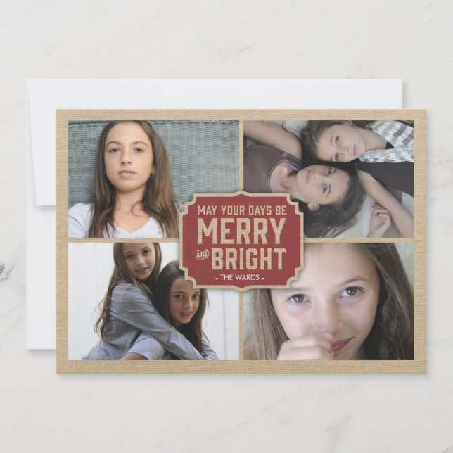 Cartes Pour Fêtes Annuelles Rustic Red Frame Holiday Photo Card (Devant)