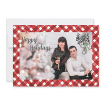 Rustic Red Gingham Noël Christmas Card