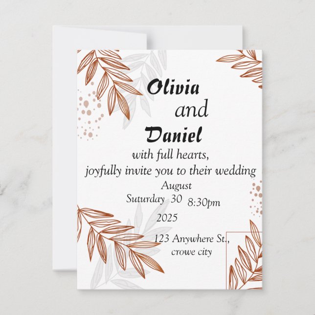 Cartes Pour Fêtes Annuelles Rustic Romance: Beautiful Wedding Card (Devant)