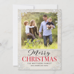 Cartes Pour Fêtes Annuelles Rustic Snowflakes Christmas Holiday Photo Card
