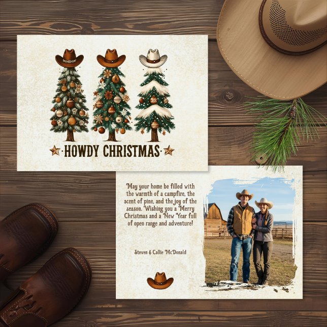 Cartes Pour Fêtes Annuelles Rustic Western Cowboy Christmas Photo (Créateur téléchargé)