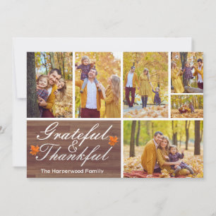 Cartes Pour Fêtes Annuelles Rustic Wood Fall remercier la famille photo collag