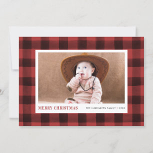 Cartes Pour Fêtes Annuelles Rustique aquarelle Plaid Motif photo