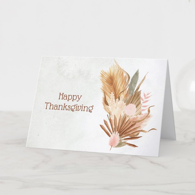 Cartes Pour Fêtes Annuelles Rustique Brown Feuille Folial Thanksgiving Floral (Créateur téléchargé)